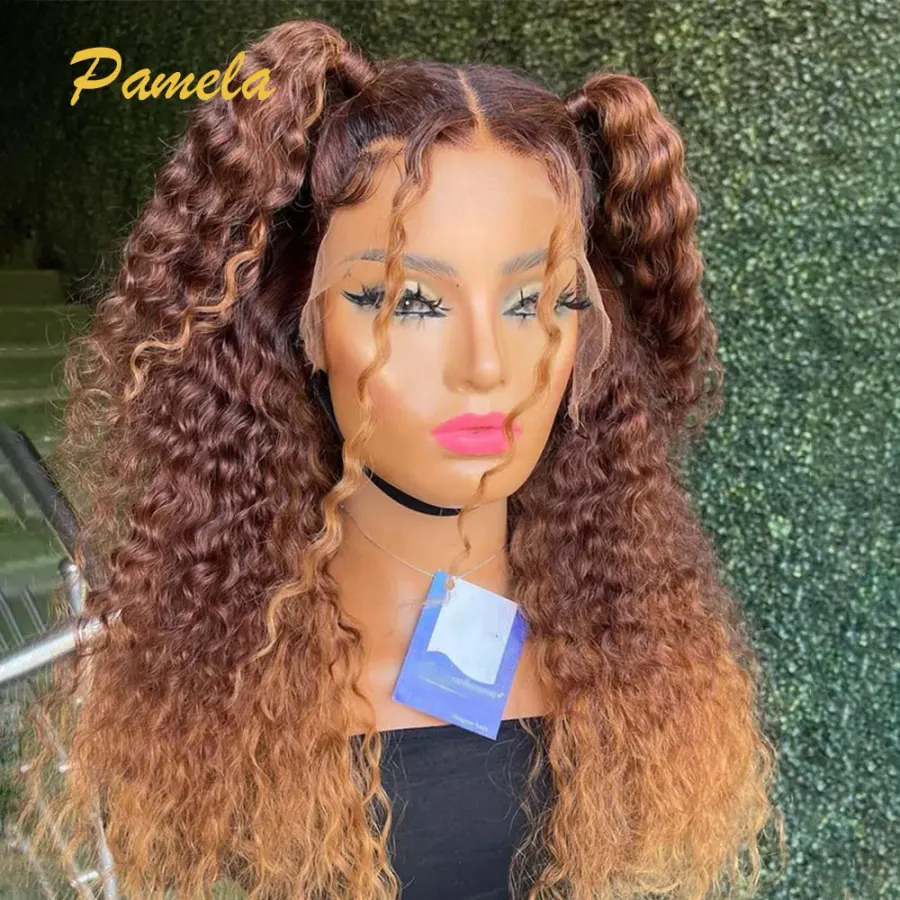 Honey Blonde 13x6 Curly Transparent Lace Front Human Hair
