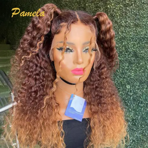 Honey Blonde 13x6 Curly Transparent Lace Front Human Hair