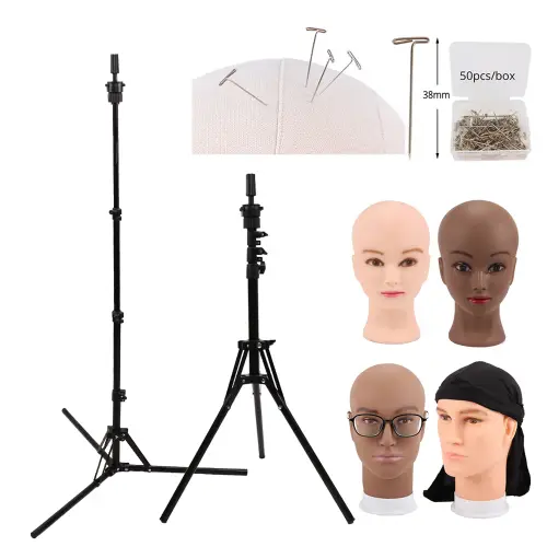 Nunify Black Wig Head Stand Tripod Canvas Head Foldable