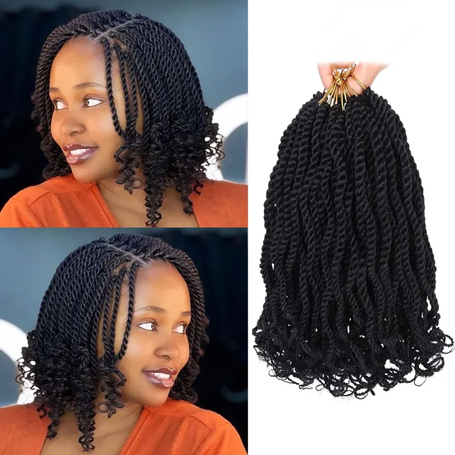 8 Packs Wavy Senegalese Twist Crochet Hair with Curly Ends