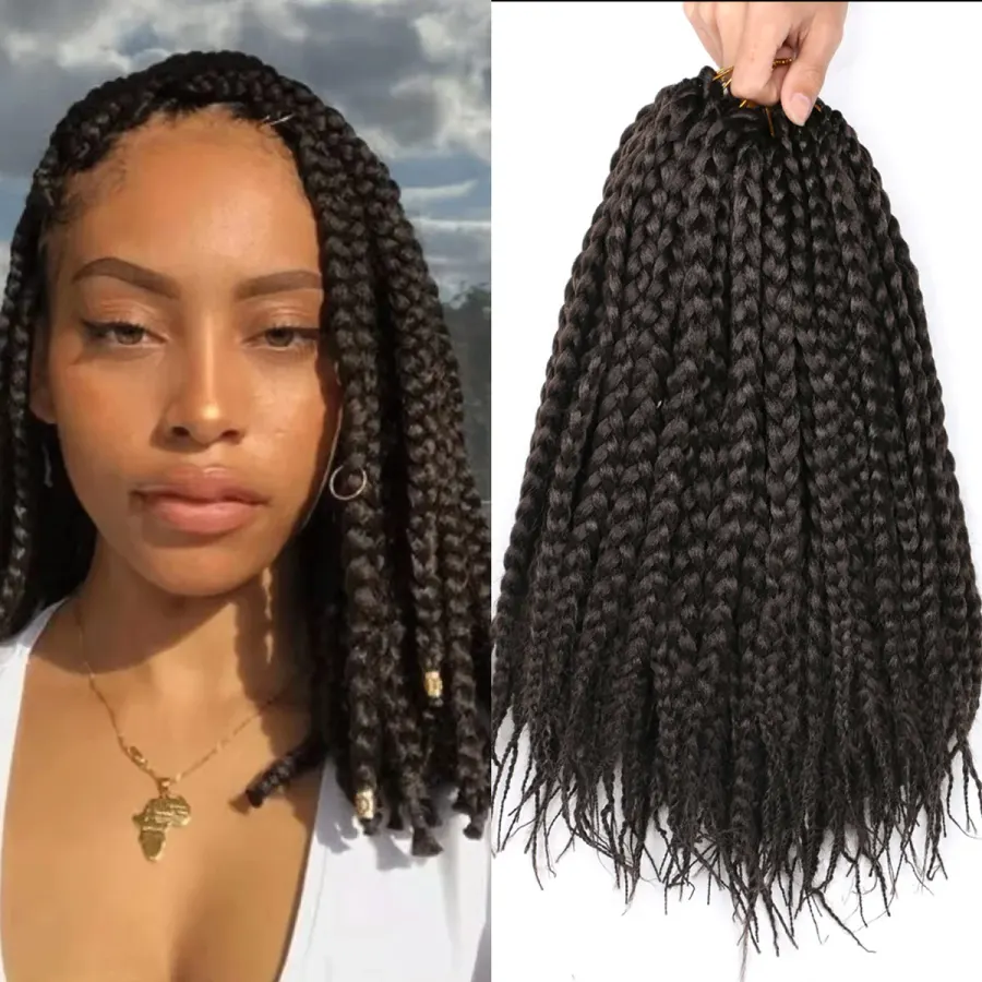 3x Crochet Box Braids 14 Inch Short Boho Goddess Box Braids