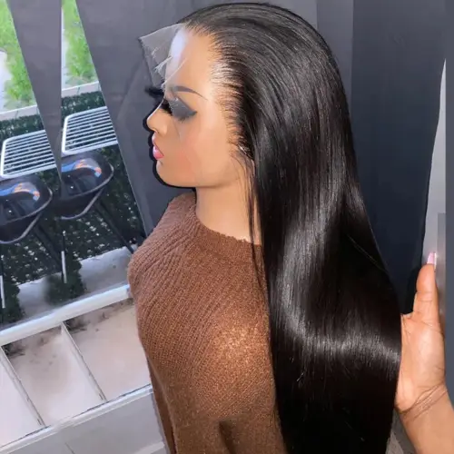 Glueless HD Transparent Wig Human Hair Brazilian Straight