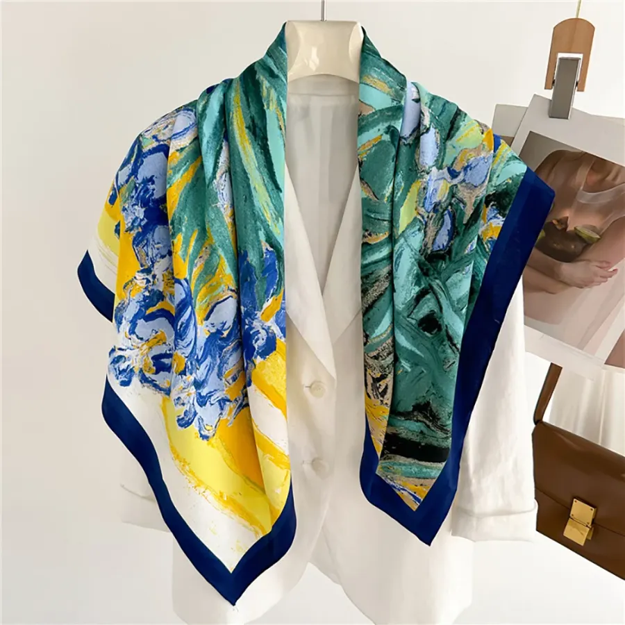 2025 Satin Scarf 90x90cm Luxury Brand Twill Hair Print Head