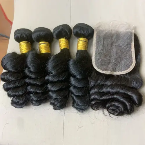 Loose Deep Wave Human Hair Bundles With 4x4 5x5 6x6 HD