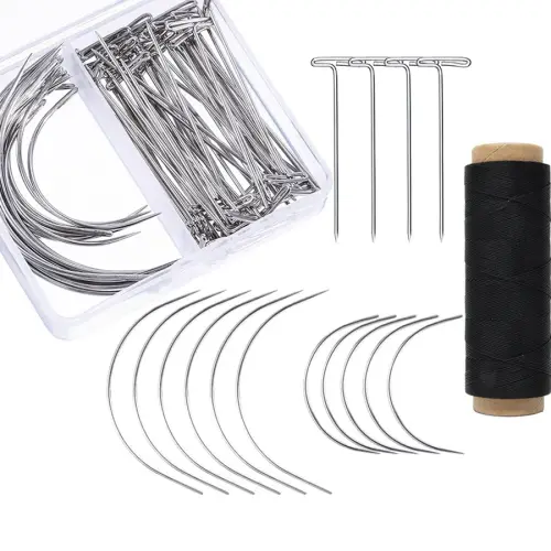 70pcs Needle And Thread Set for Weave with T Pins C Curved