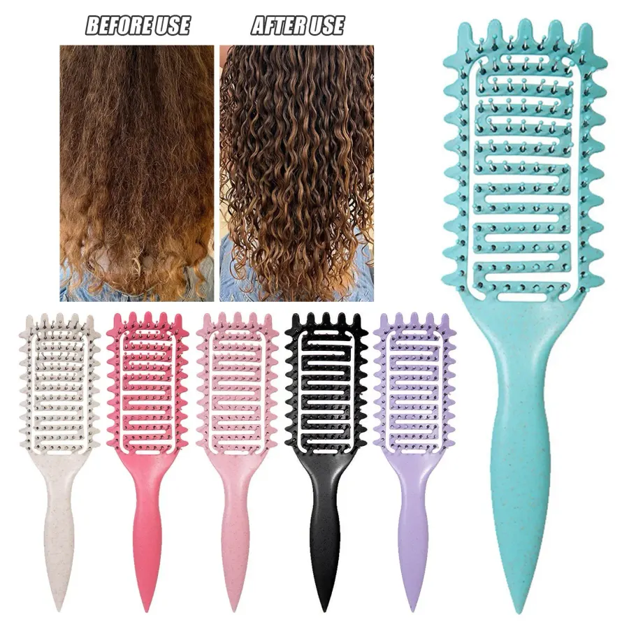 3 in 1 Curl Define Styling Brush Hollow Out Detangling Hair
