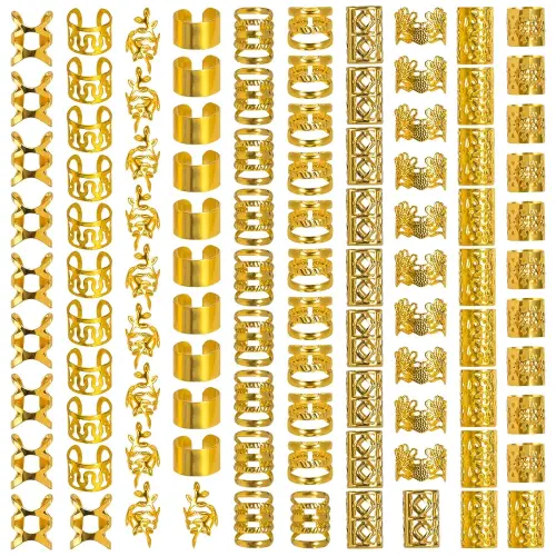 100PCS Golden Hair Jewelry Braids, Hair Accessories for Girls Women