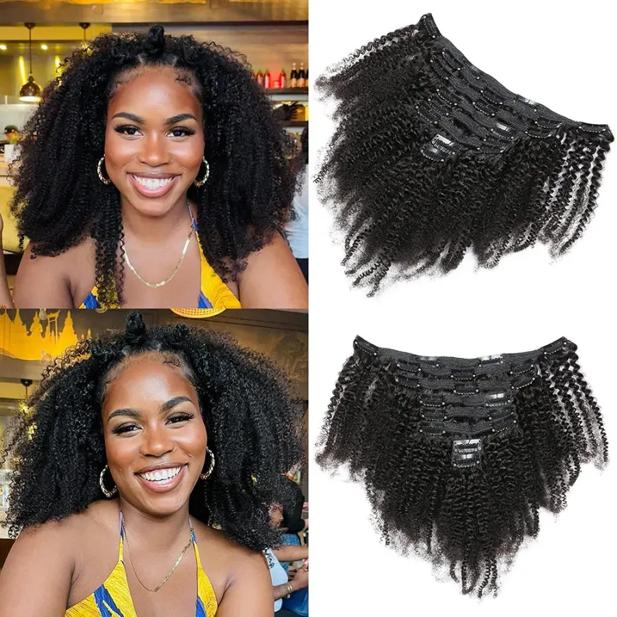 Afro Kinky Curly Clip In Hair Extension Brazilian Virgin Hair