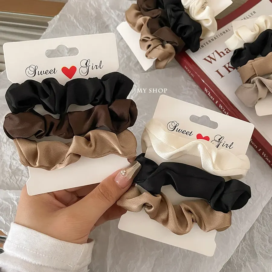 Elegant Satin Hair Scrunchies Softer Than Elastic Bands Hair