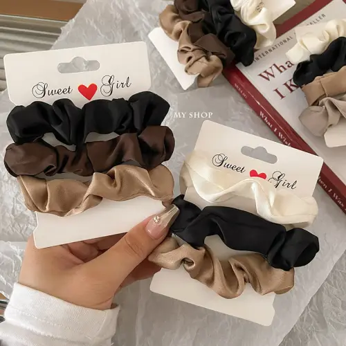Elegant Satin Hair Scrunchies Softer Than Elastic Bands Hair