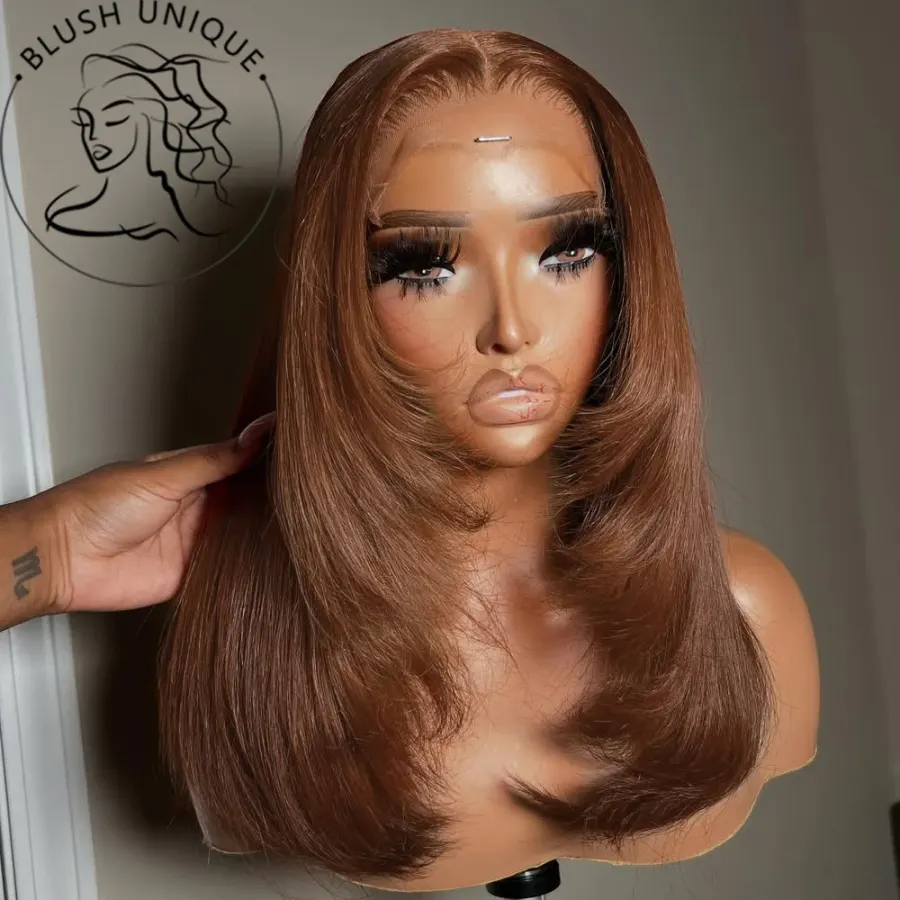 HD 13X6 Layered Cut Lace Front Wigs Chocolate Brown Straight