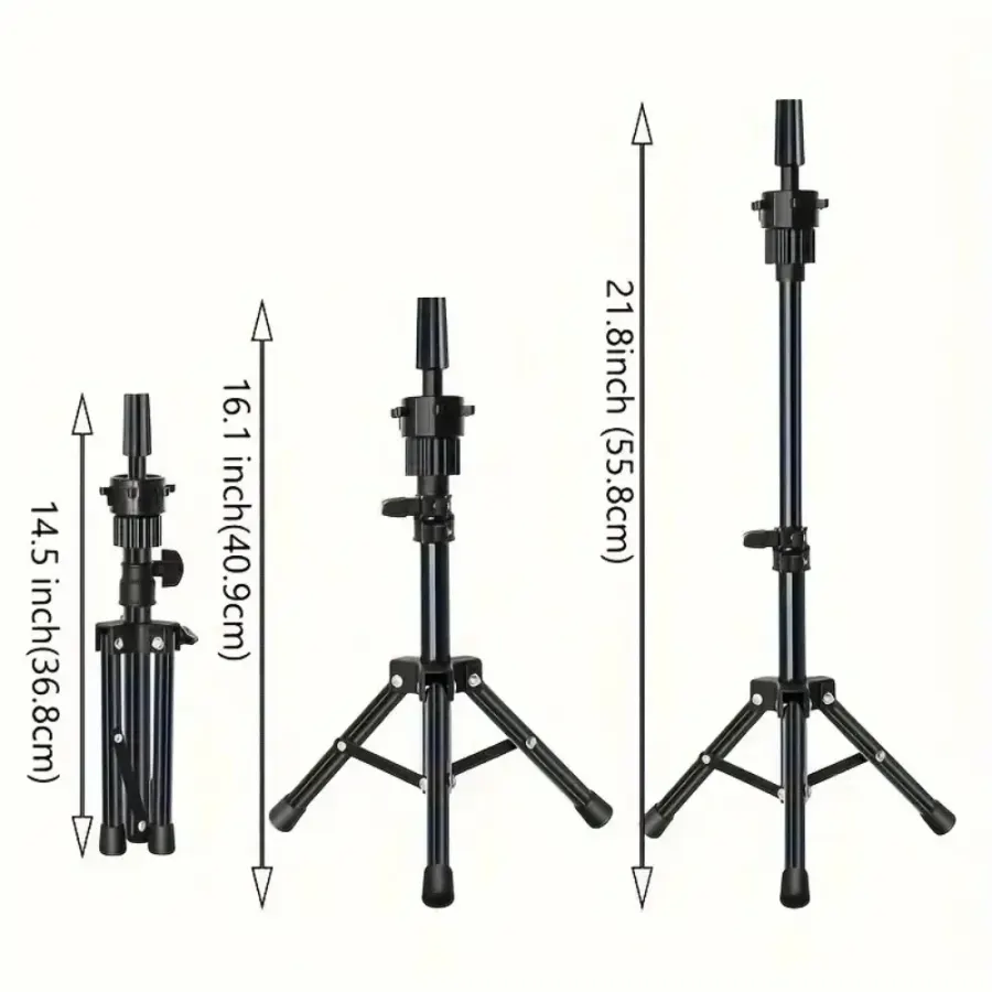 Wig Stand & 22 in Head Combination set，Canvas Wig Head Stand