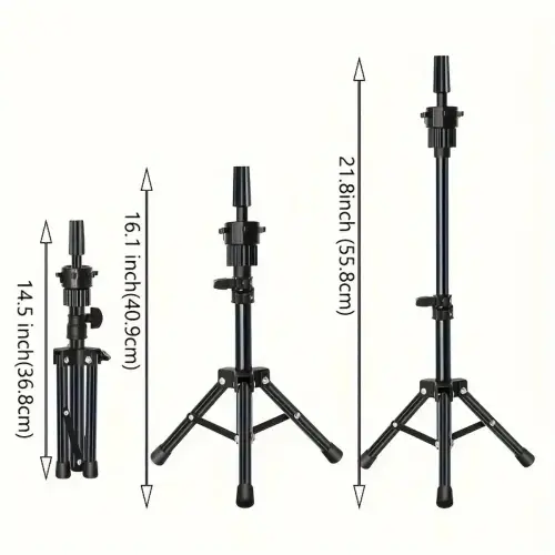 Wig Stand & 22 in Head Combination set，Canvas Wig Head Stand