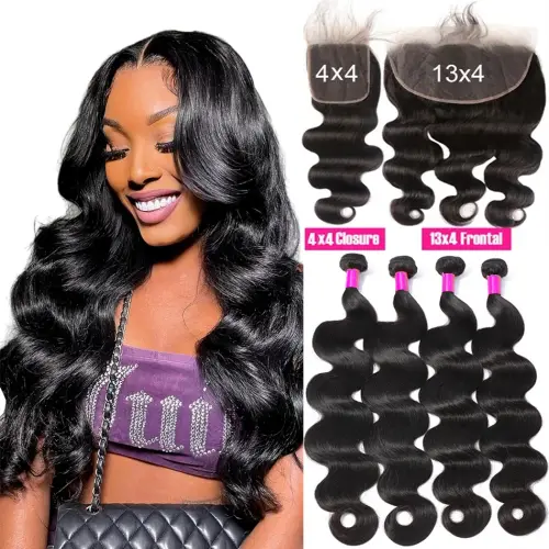 3 Bundles With Frontal 13x4 Brazilian Body Wave Virgin Hair