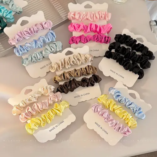 Chic Satin Mini Scrunchies Set Elastic High-Stretch Ribbon