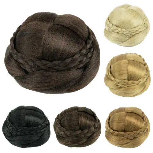 Synthetic Handmade Braided Chignon Dancer Hair Cover Donut