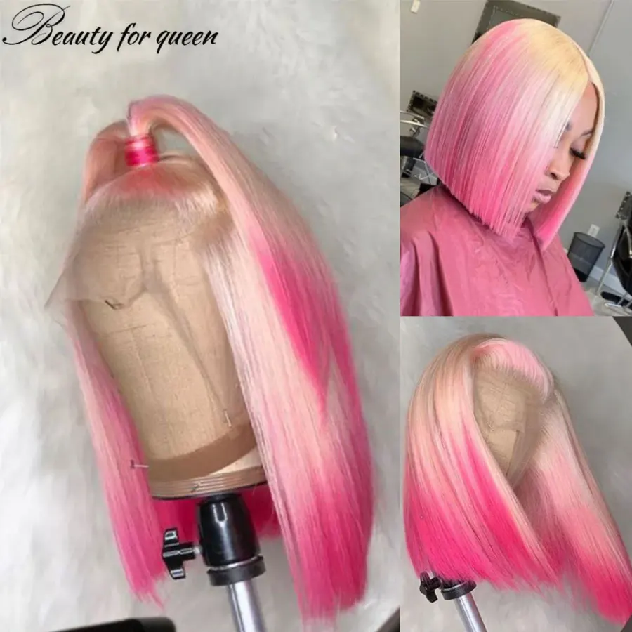 Honey Blonde 613 Pink 13x4 Lace Front Human Hair Wigs For