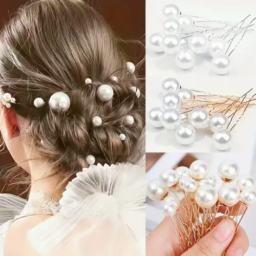 18PCS Handmade Big Pearl Bridal Hairpin Wedding Headwear