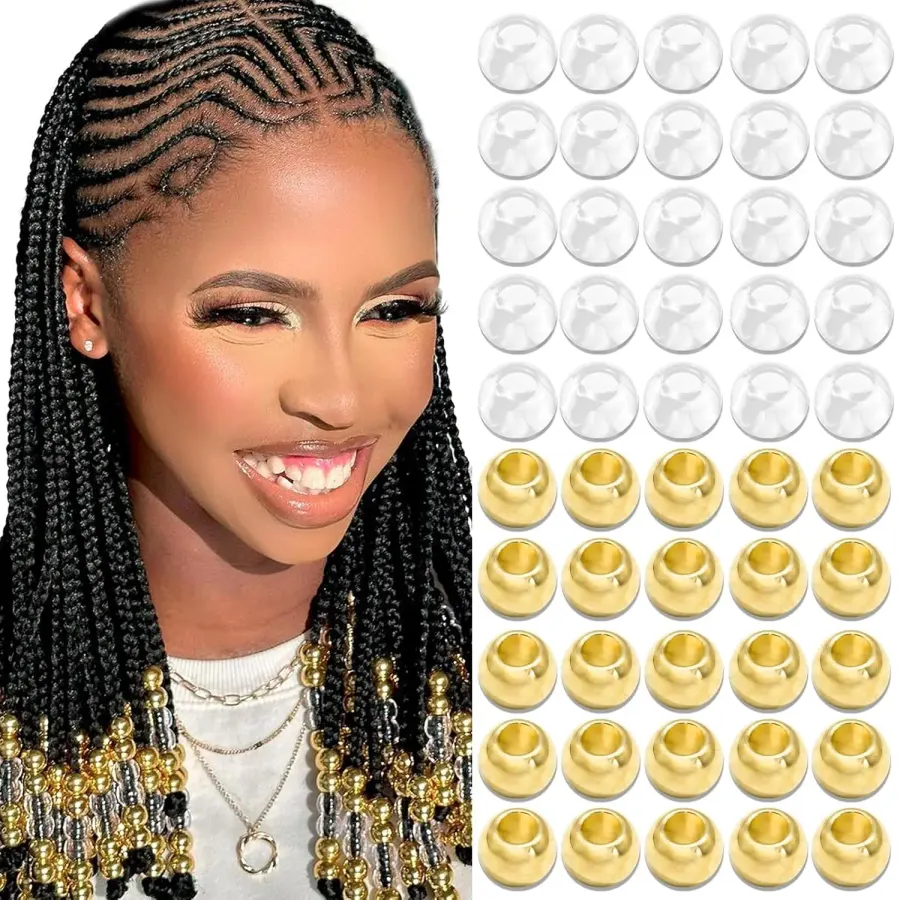 50PCS Hair Beads Loc Dreadlock Jewelry Clear Large Beads