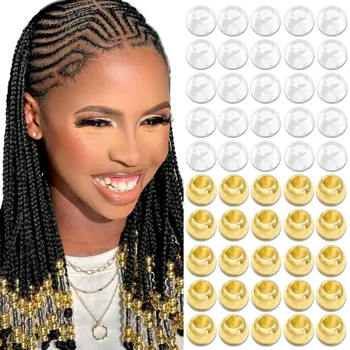 50PCS Hair Beads Loc Dreadlock Jewelry Clear Large Beads