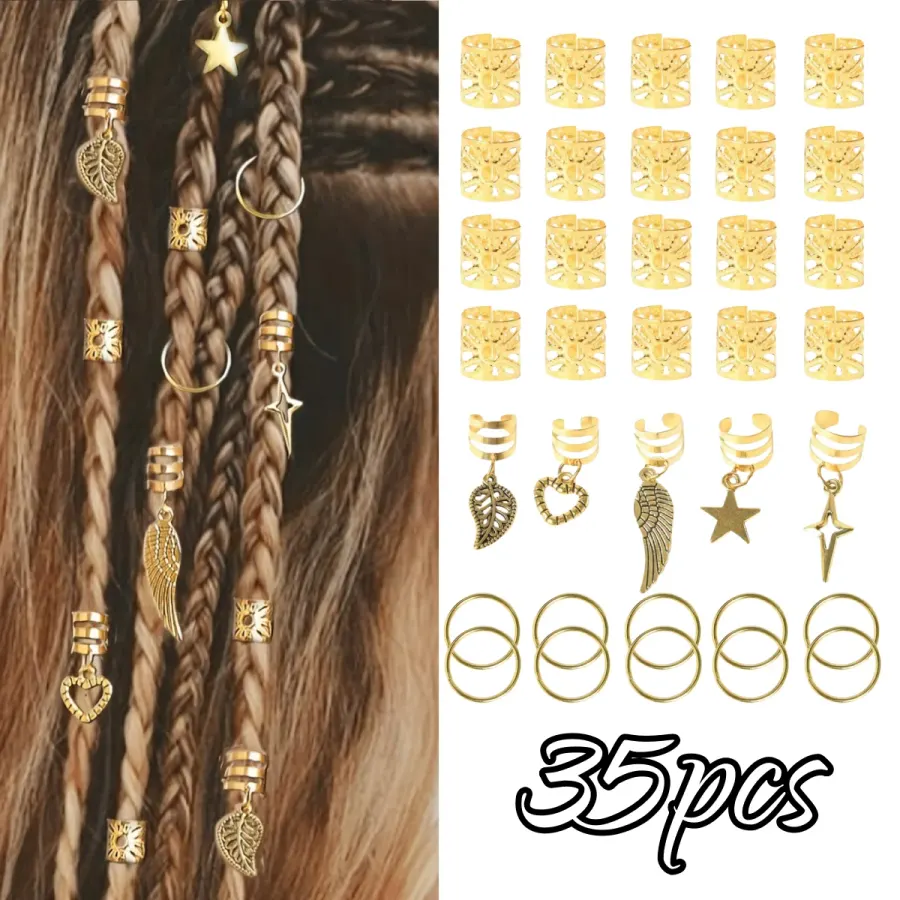 70/35pc Alloy Braid Hair Ring Dreadlock Loc Hair Jewelry