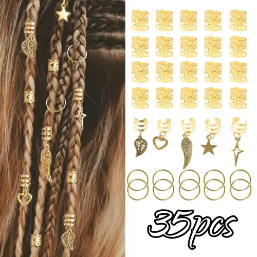 70/35pc Alloy Braid Hair Ring Dreadlock Loc Hair Jewelry