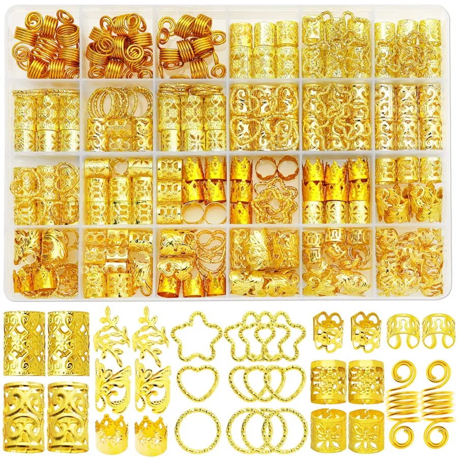 260Pcs/box Gold Silver Hair Beads Jewelry Braid Accessories
