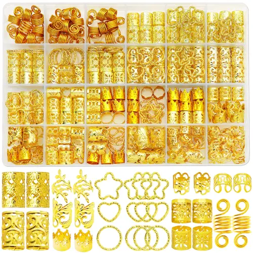 260Pcs/box Gold Silver Hair Beads Jewelry Braid Accessories