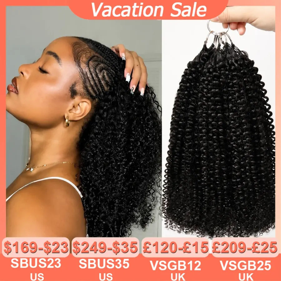 Kinky Curly Crochet Human Hair Extensions Curly Wigs Knotless