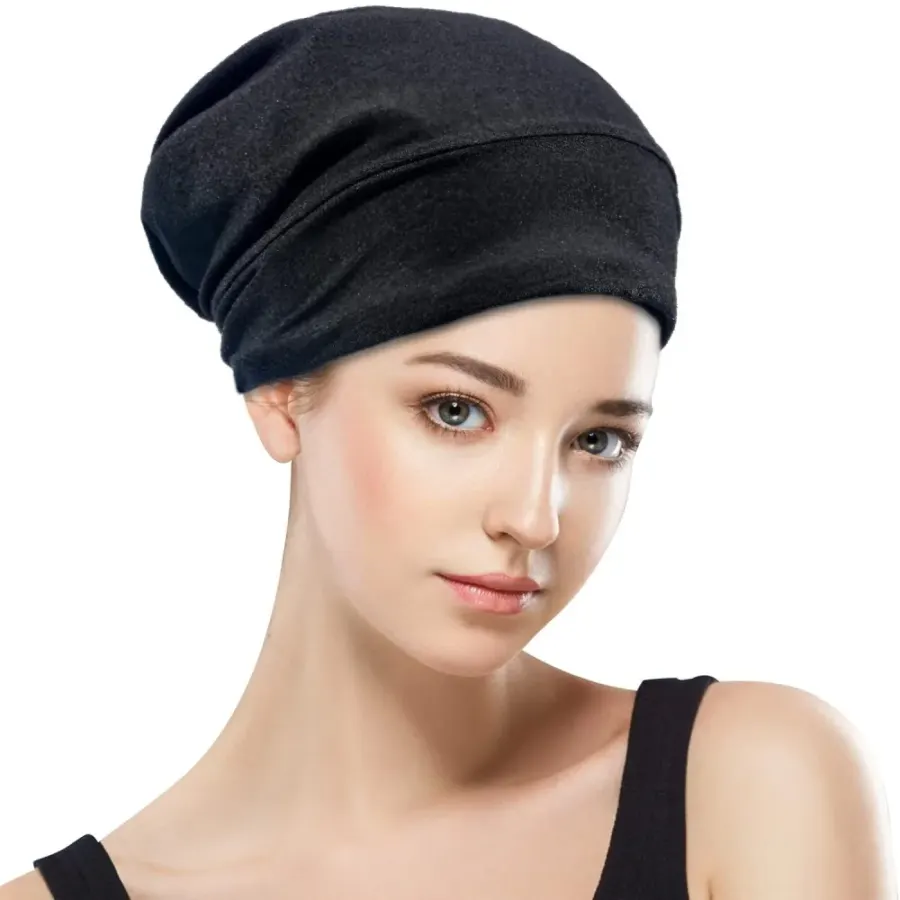 Silky Satin Lined Bonnet Sleep Cap Adjustable Stay On All