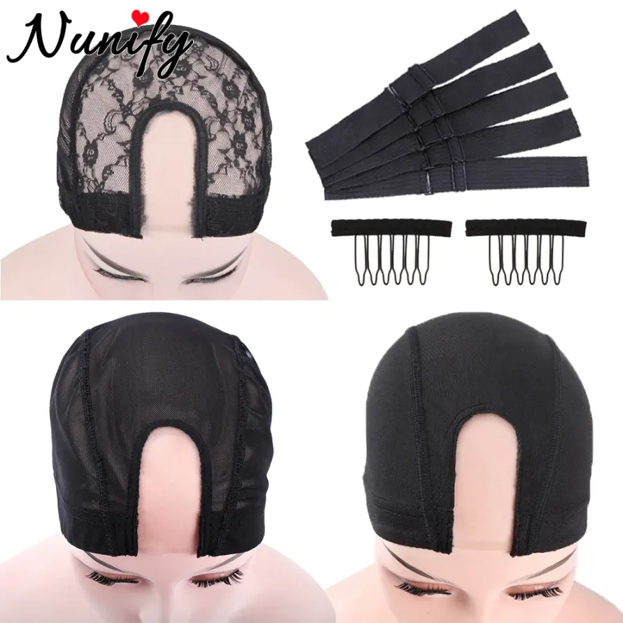 2Pcs U Part Wig Cap With Mono Lace Dome Wig Cap For Making