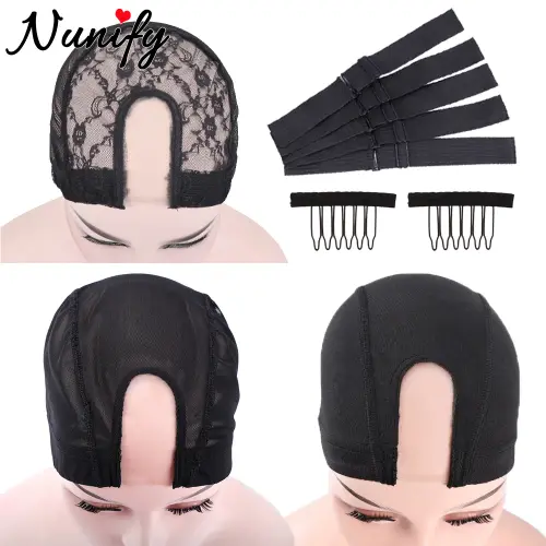 2Pcs U Part Wig Cap With Mono Lace Dome Wig Cap For Making