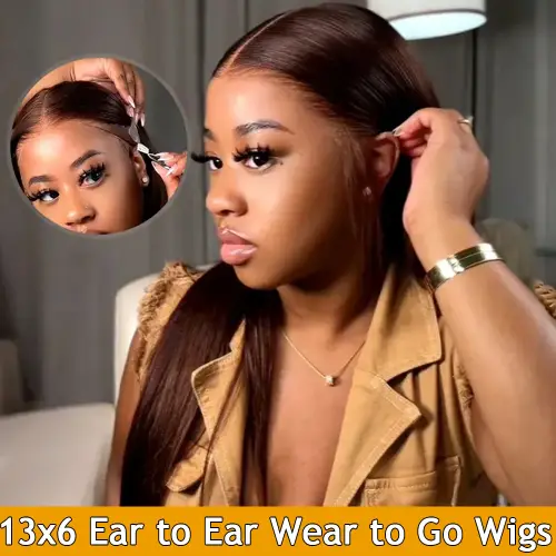 4# Chocolate Brown 13x6 HD Glueless Human Hair Wigs Ear to