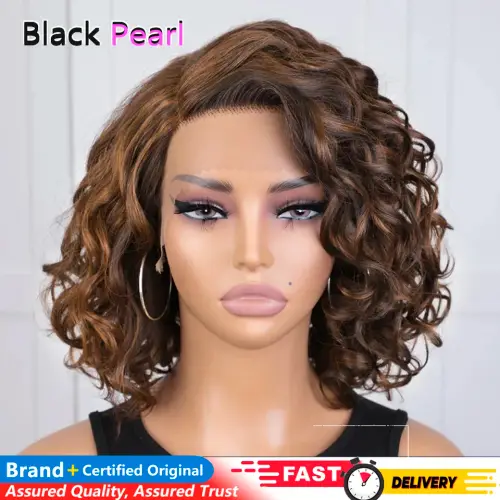 Sleek Bouncy Curly Short Bob Wig Brazilian Human Hair Lace