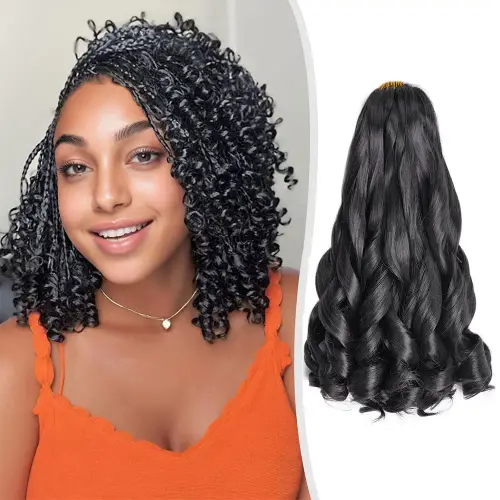 French Curly Braiding Hair 14Inch Loose Wavy 1 Pack Bouncy