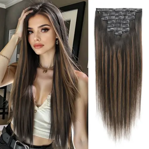 7Pcs Seamless Clip In Hair Extensions Human Hair Clip On Hair