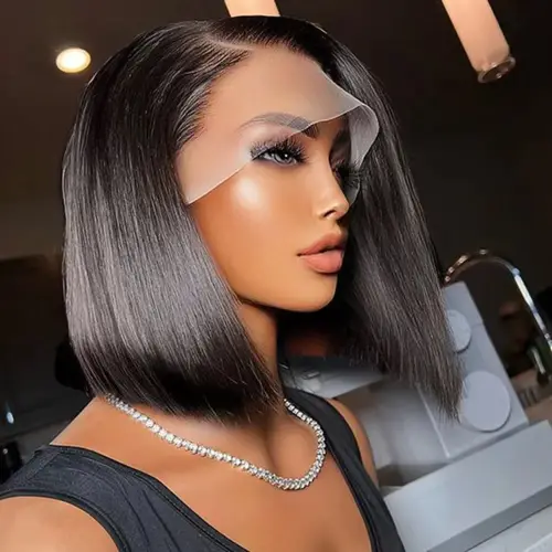 4x4 13x4 Lace Front Human Hair Bone Straight Wigs Cheap Short