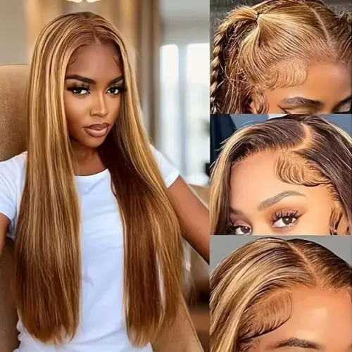 Honey Blonde Ombre Highlight 13x4 Full Lace Frontal Wigs