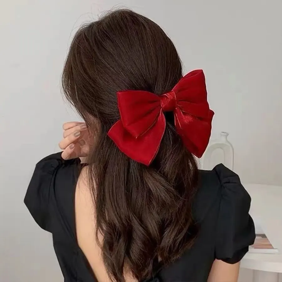 Glossy Bowknot Hair Clip Pearlized Baroque French Barrette