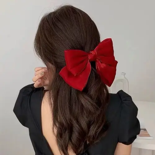 Glossy Bowknot Hair Clip Pearlized Baroque French Barrette