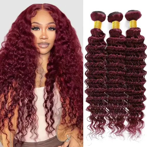 #99J Deep Wave Human Hair Bundles Brazilian Remy Hair Weaving