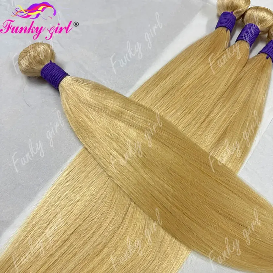 Bone Straight 613 Blonde Bundles Human Hair Straight Hair 3/4