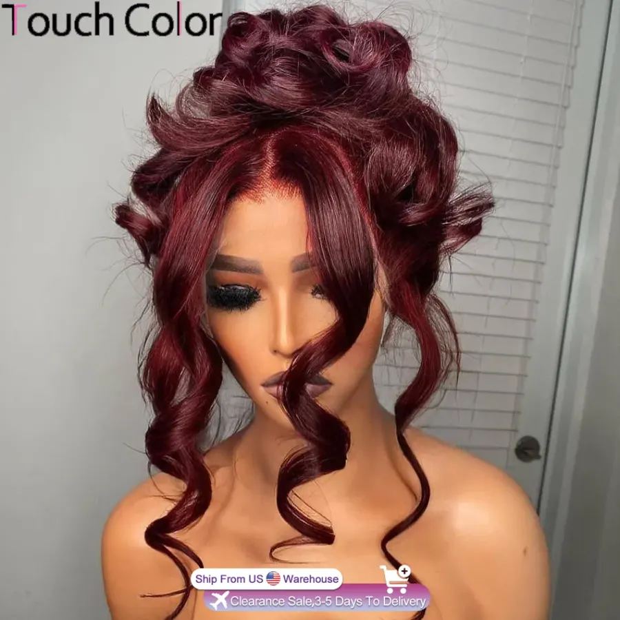 Burgundy 99j 13x4 Hd Lace Frontal Wig Body Wave 13x6 Lace