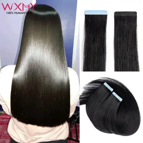 Tape Ins Hair Extensions Human Hair 14"-28" Straight Tape In