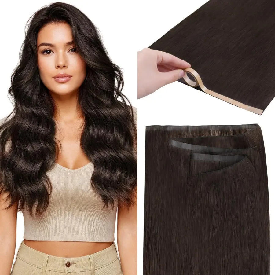 Tape In Weft Hair Extensions Human Hair PU Long Weft Tape In