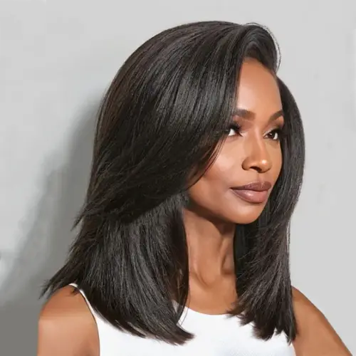 Yaki Straight Human Hair Wigs Pre Cut 13x4 HD Lace Front Wig