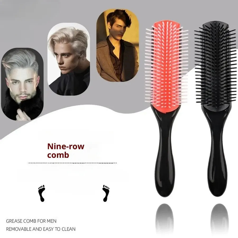 9-Rows Unisex Detangling Hair Brush Denman Detangler