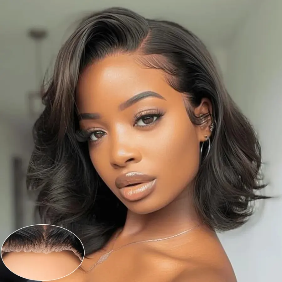 13X4 Glueless Bob Wig Human Hair 100% Pre Plucked Pre Cut HD
