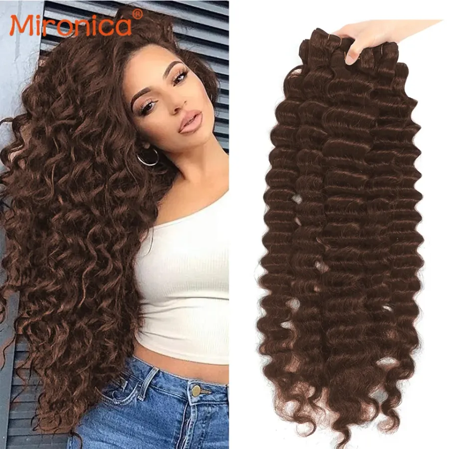 Raw Loose Deep Wave Human Hair Bundles Chocolate Brown Hair