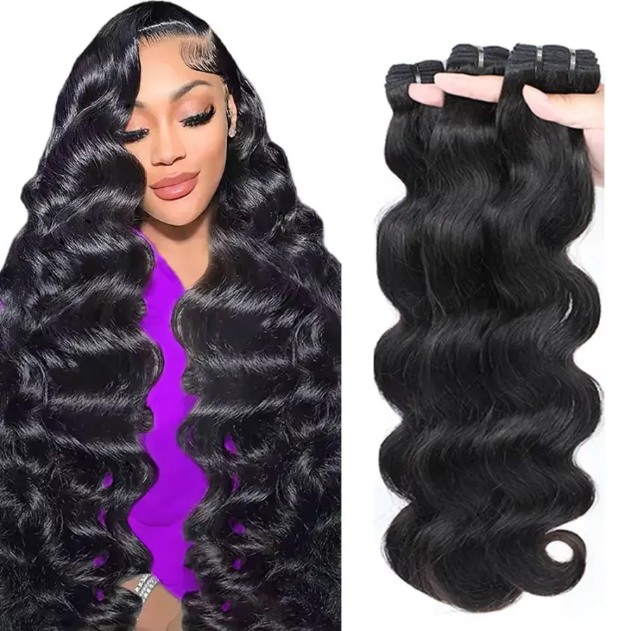 Body Wave Bundles Human Hair Natural Black 30Inches Raw